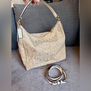 Authentic Coach Beige Signature Shoulder Bag